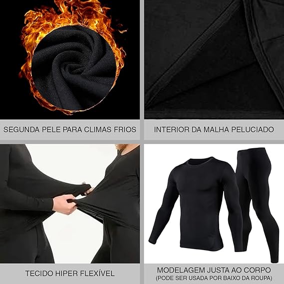 Kit Frio Conjunto Termico Pelinho Elasticidade Segunda Pele Unissex