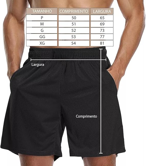 Kit 3 Shorts Masculino 2 em 1 Fitness Bermuda Treino